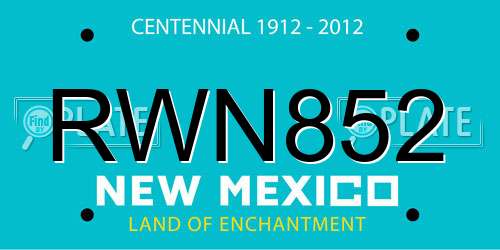 RWN852 New Mexico License Plate