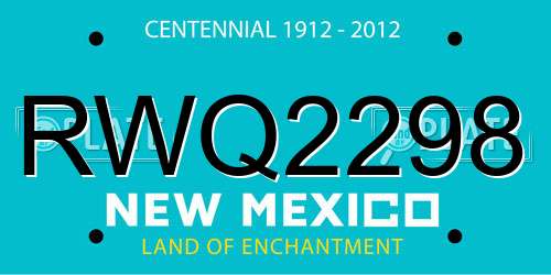 RWQ2298 New Mexico License Plate