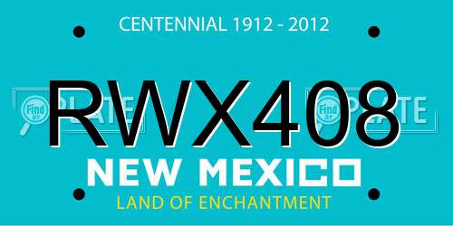 RWX408 New Mexico License Plate