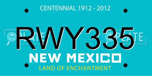 RWY335 New Mexico License Plate