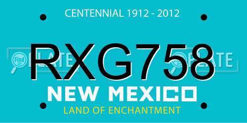 RXG758 New Mexico License Plate