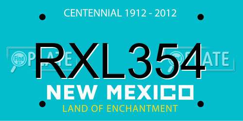 RXL354 New Mexico License Plate