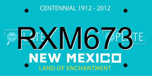 RXM673 New Mexico License Plate