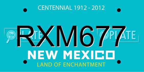 RXM677 New Mexico License Plate