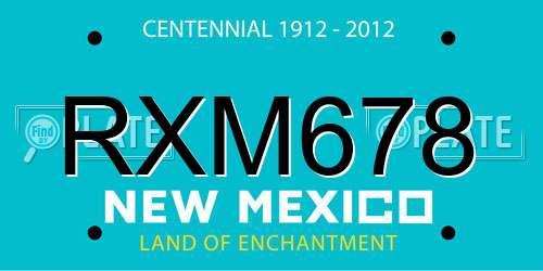 RXM678 New Mexico License Plate