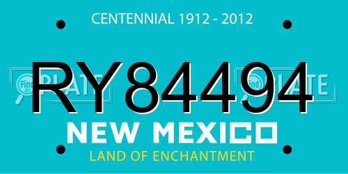 RY84494 New Mexico License Plate