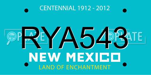 RYA543 New Mexico License Plate