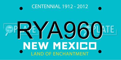 RYA960 New Mexico License Plate