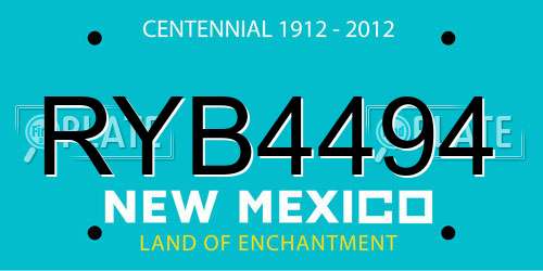 RYB4494 New Mexico License Plate