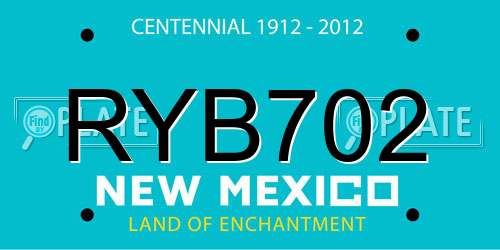 RYB702 New Mexico License Plate