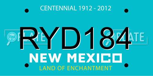 RYD184 New Mexico License Plate
