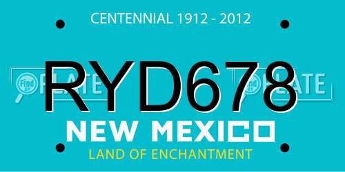 RYD678 New Mexico License Plate