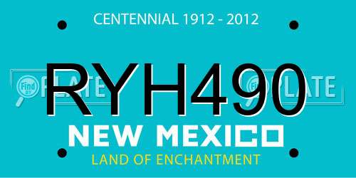 RYH490 New Mexico License Plate
