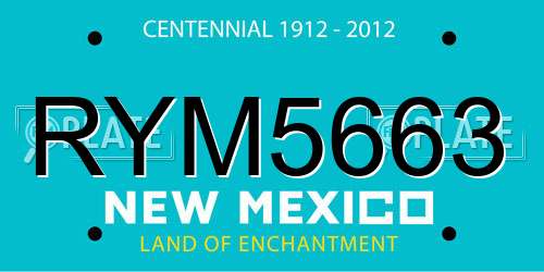 RYM5663 New Mexico License Plate