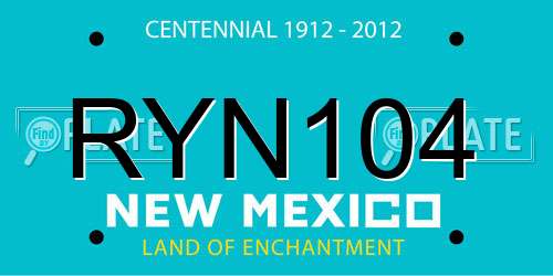 RYN104 New Mexico License Plate