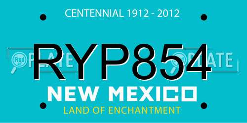 RYP854 New Mexico License Plate