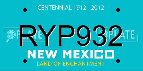 RYP932 New Mexico License Plate