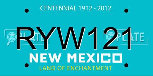RYW121 New Mexico License Plate