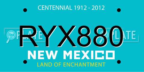 RYX880 New Mexico License Plate