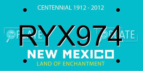 RYX974 New Mexico License Plate
