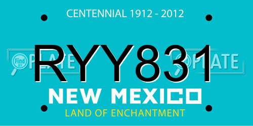 RYY831 New Mexico License Plate