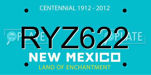 RYZ622 New Mexico License Plate