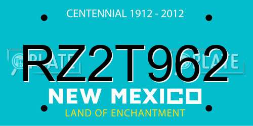 RZ2T962 New Mexico License Plate