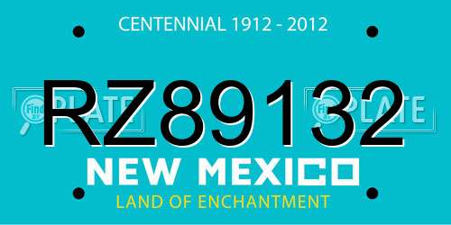 RZ89132 New Mexico License Plate
