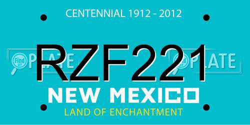 RZF221 New Mexico License Plate