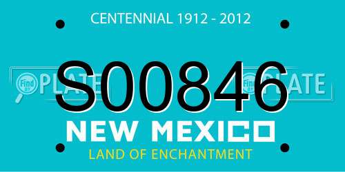 S00846 New Mexico License Plate