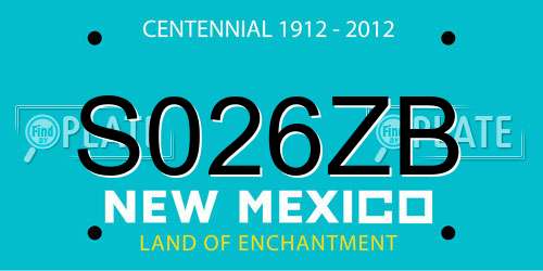 S026ZB New Mexico License Plate