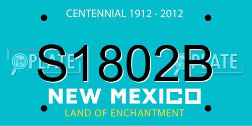 S1802B New Mexico License Plate