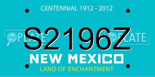 S2196Z New Mexico License Plate