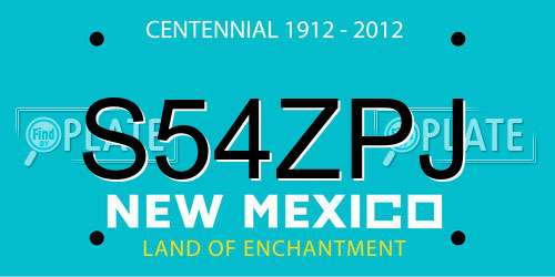 S54ZPJ New Mexico License Plate
