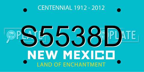 S5538D New Mexico License Plate