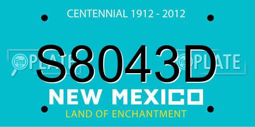 S8043D New Mexico License Plate