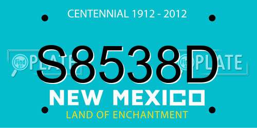 S8538D New Mexico License Plate