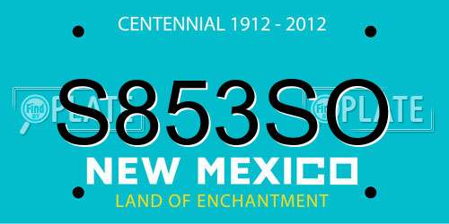 S853SO New Mexico License Plate