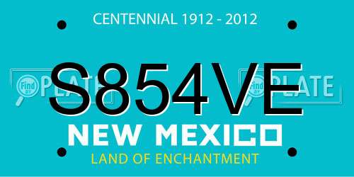 S854VE New Mexico License Plate
