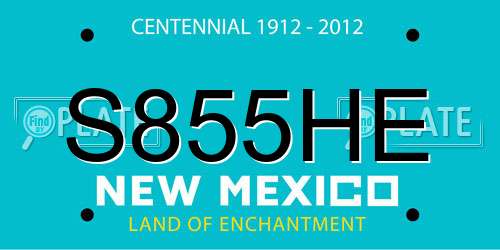 S855HE New Mexico License Plate