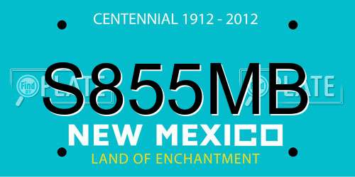 S855MB New Mexico License Plate