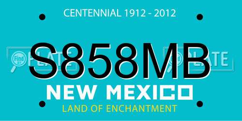 S858MB New Mexico License Plate
