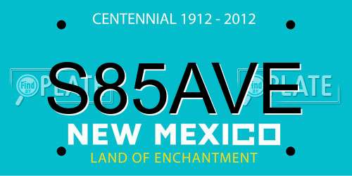 S85AVE New Mexico License Plate