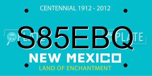 S85EBQ New Mexico License Plate