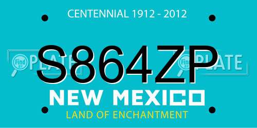 S864ZP New Mexico License Plate
