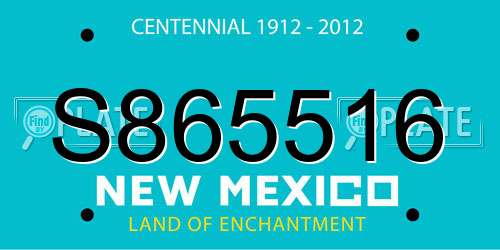 S865516 New Mexico License Plate