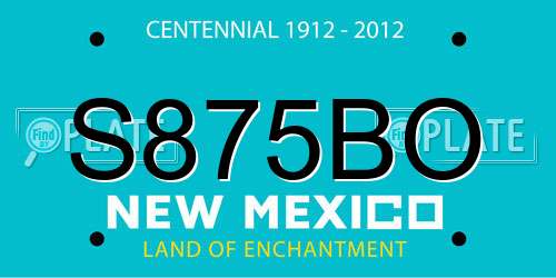S875BO New Mexico License Plate