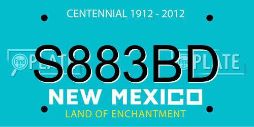 S883BD New Mexico License Plate