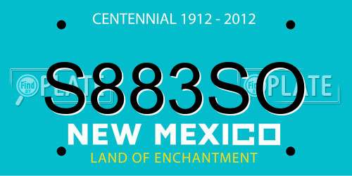 S883SO New Mexico License Plate