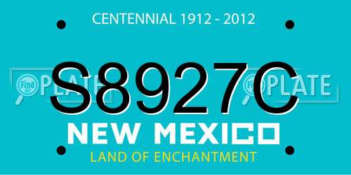 S8927C New Mexico License Plate